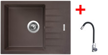 Sinks PERFECTO 650 Marone + ELASTA nerez/černá 